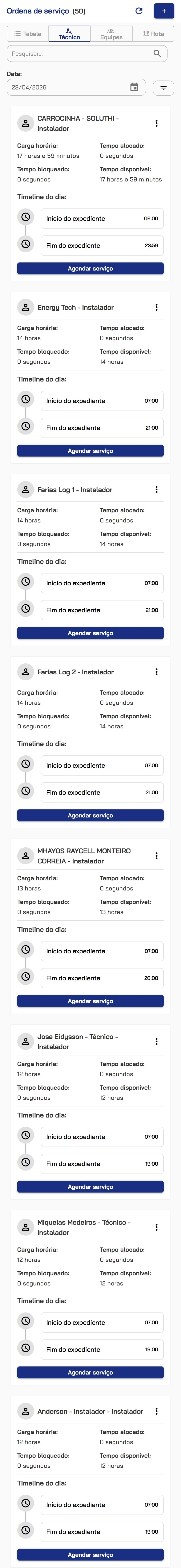 App mobile do Groner com OS de instalação solar no celular do técnico